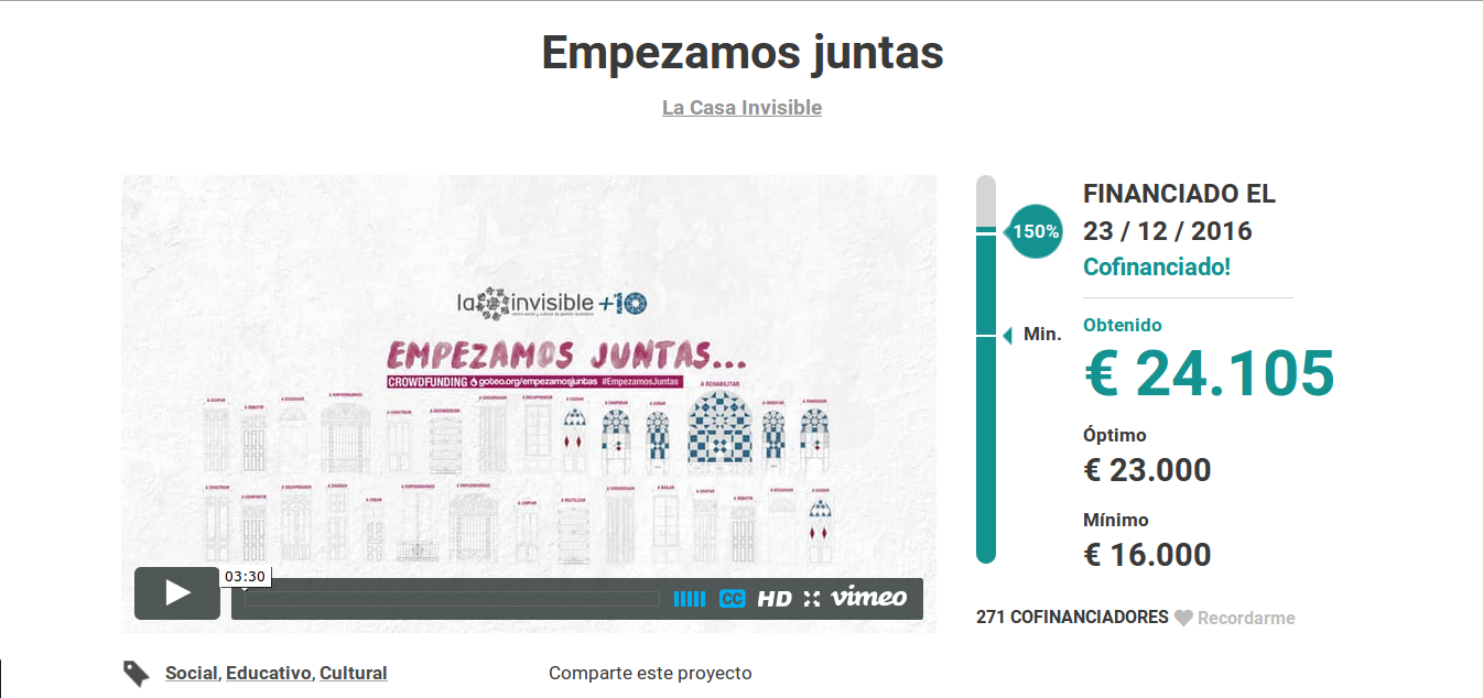 Crowdfunding conseguido: Empezamos Juntas